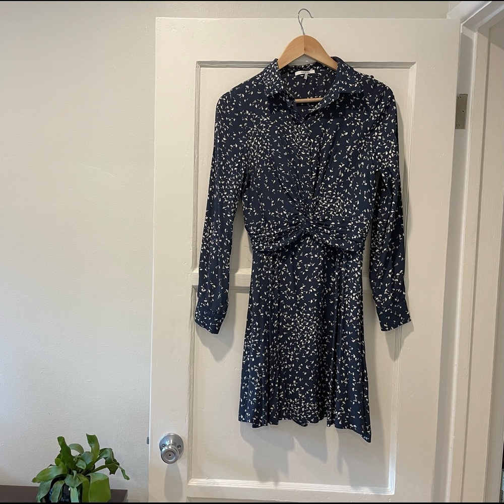 GANNI - Navy Floral mini dress - Size 34 (S)